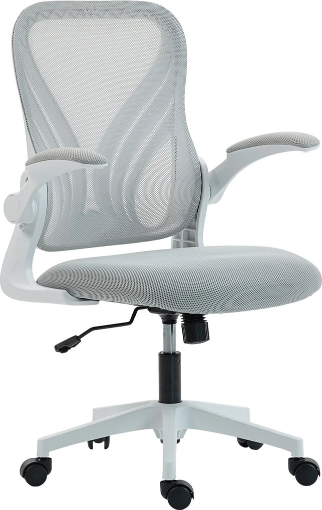 Cadeira de escritório ergonómica, cadeira de escritório em malha, encosto rebatível, braços retráteis, 73 x 62 x 101-111 cm, cinzenta