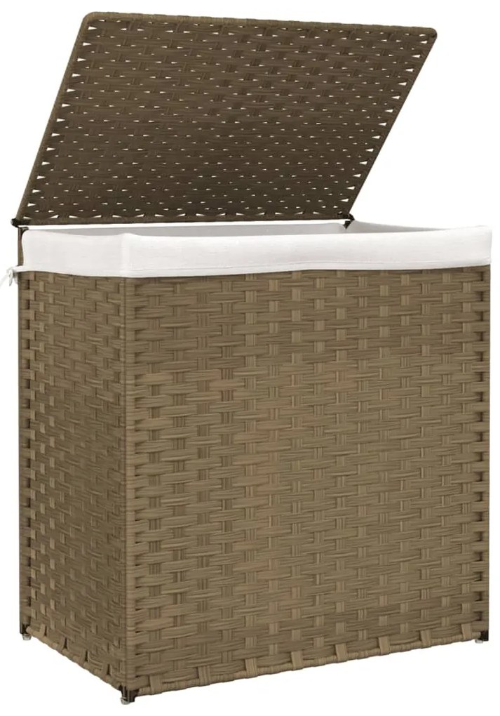 Cesto para roupa suja com 2 secções 53x35x57 cm vime PE