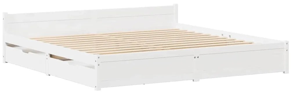 Cama sem colchão 150x200 cm madeira de pinho maciça branco