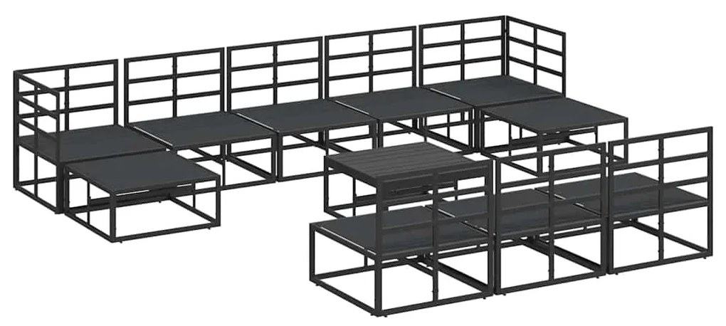 Conjunto de Sofá de Jardim 11 pcs Preto 70 x 70 x 32 cm