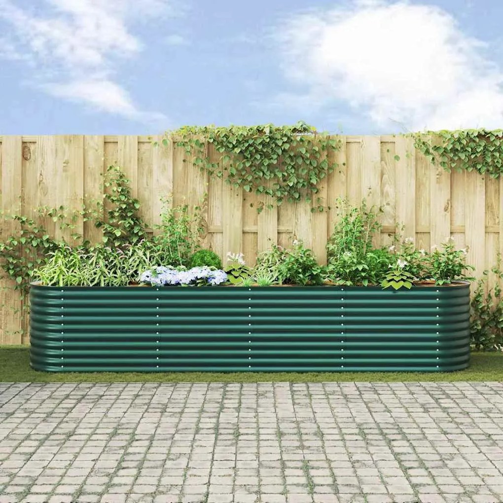 Canteiro Elevado para Jardim vidaXL Verde 400x80x81 cm Aço Galvanizado