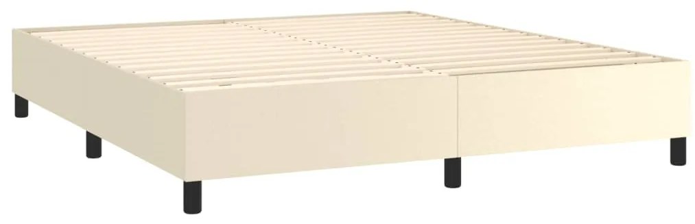 Estrutura de cama 180x200 cm couro artificial cor creme