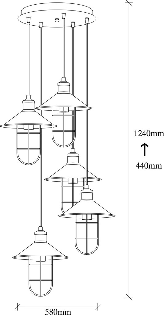 Candeeiro de Teto Ayazma – Preto – Diâmetro 58 cm x Altura 124 cm