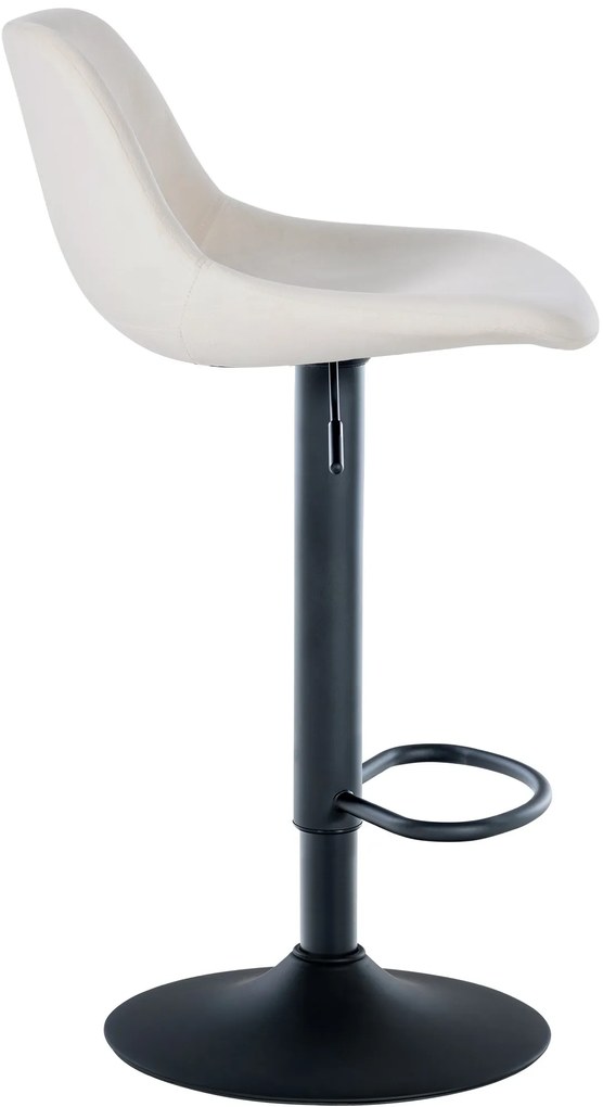 Conjunto de 2 bancos de bar Loft em veludo com estrutura preta 79-113 x 43 x 49 cm Creme