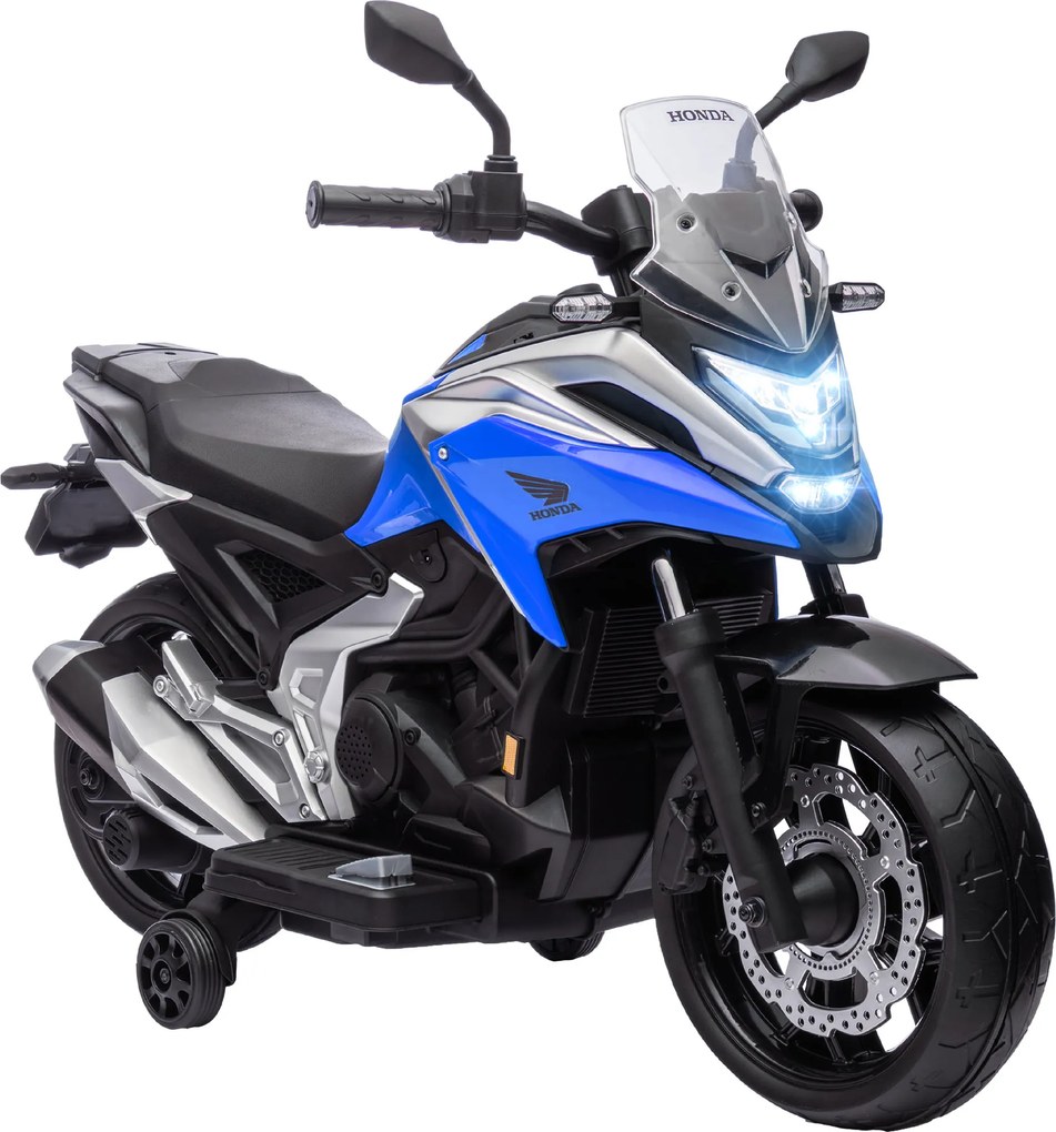 AIYAPLAY Moto Elétrica para Crianças Portador Honda para Crianças 3 a 6 Anos com Música Faróis 107x46x75 cm Azul | Aosom Portugal