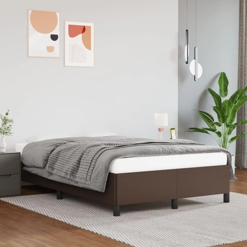 vidaXL Estrutura de cama 120x200 cm couro artificial castanho