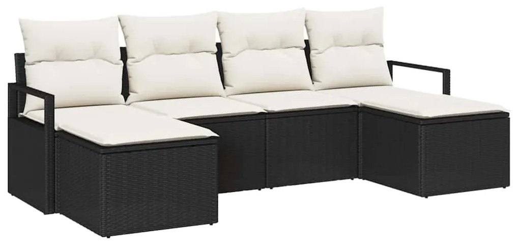 Conjunto de Sofá de Jardim com 6 Peças e Almofadas em Rattan Sintético
