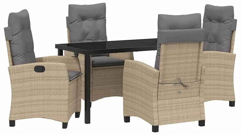 Conjunto de Jantar de Jardim de 5 Peças com Almofadas - Rattan Poliést
