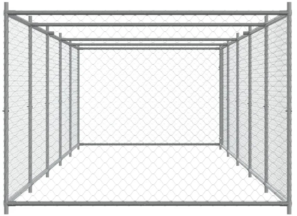 Jaula para cão com porta 10x2x1,5 m aço galvanizado cinzento