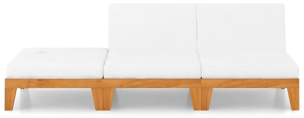 3 pcs conjunto lounge de jardim c/ almofadões acácia maciça