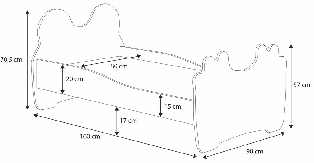 Cama infantil gato 160x80 branca - colchão e estrado incluído