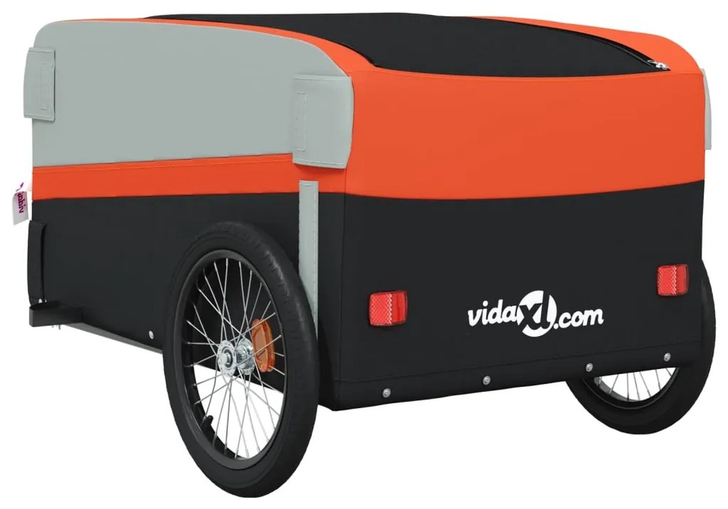 Reboque para bicicleta 45 kg ferro preto e laranja