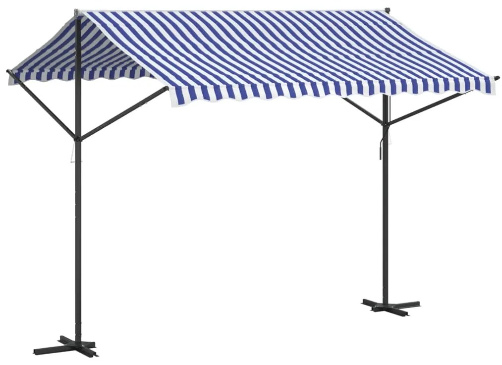 Toldo de pé 300x300 cm tecido e aço azul e branco