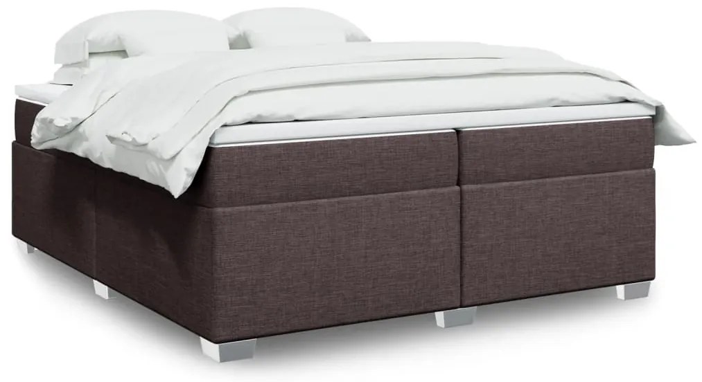 Cama com molas/colchão 200x200 cm tecido castanho-escuro