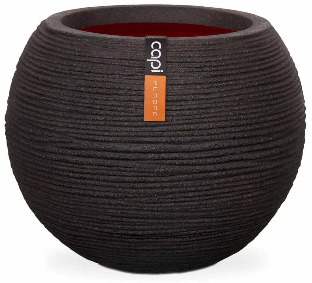 424217 Capi Vaso redondo Nature Rib 40x32 cm preto KBLR270