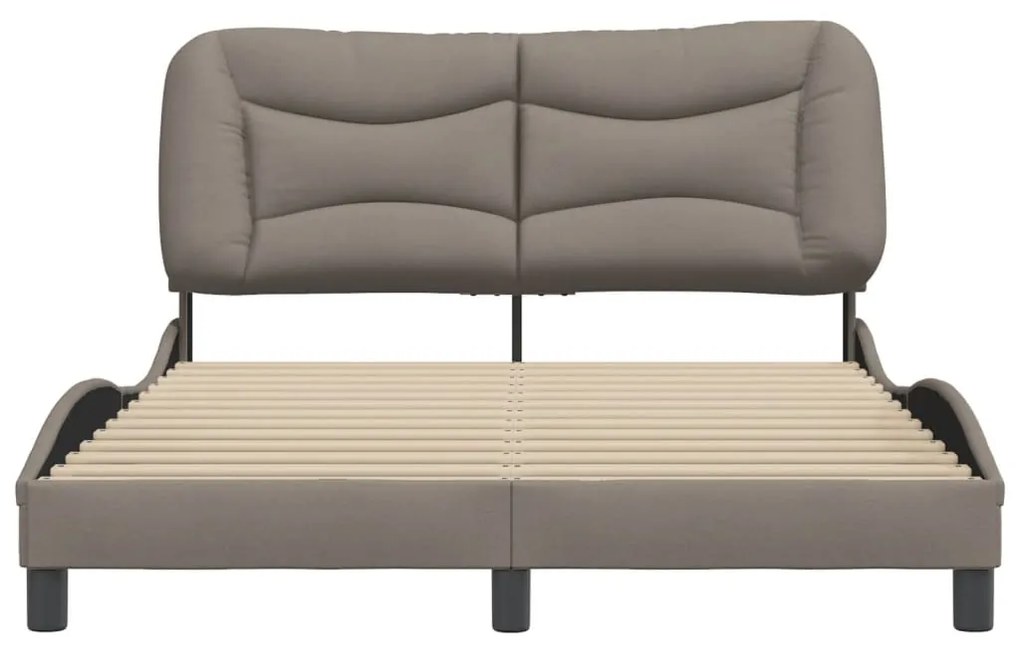 Cama sem colchão 140x200 cm tecido castanho-acinzentado