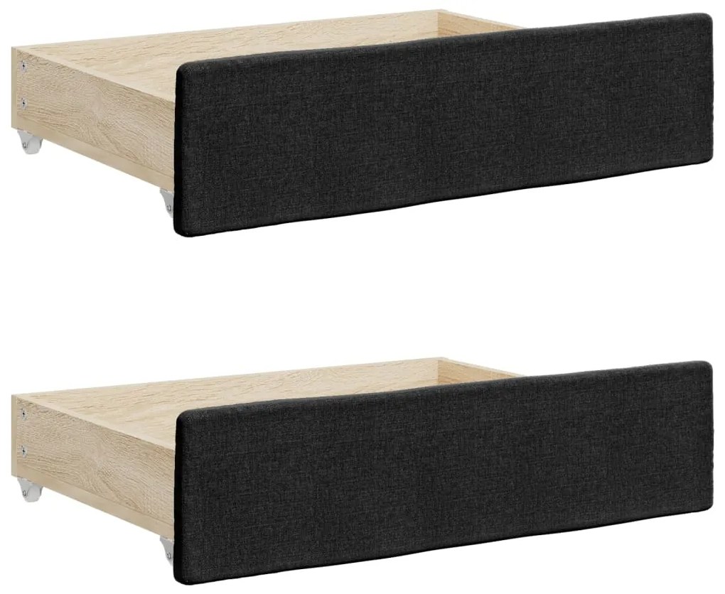 Sofá-cama com gavetão e gavetas 100x200 cm tecido preto