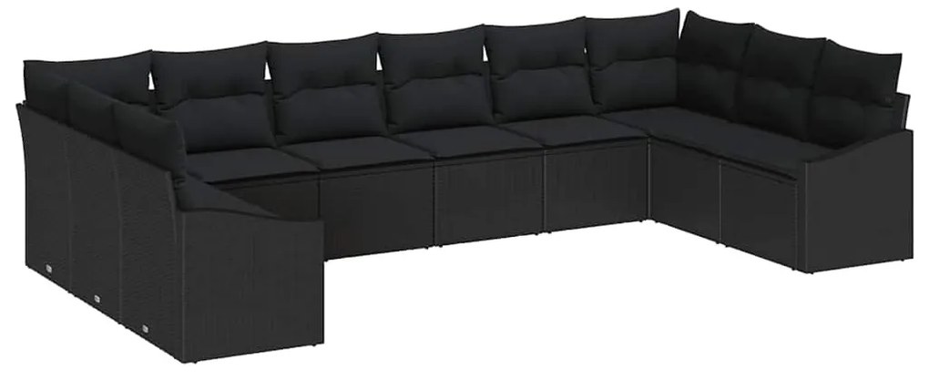 Conjunto de Jardim com 10 Peças e Almofadas Rattan Preto