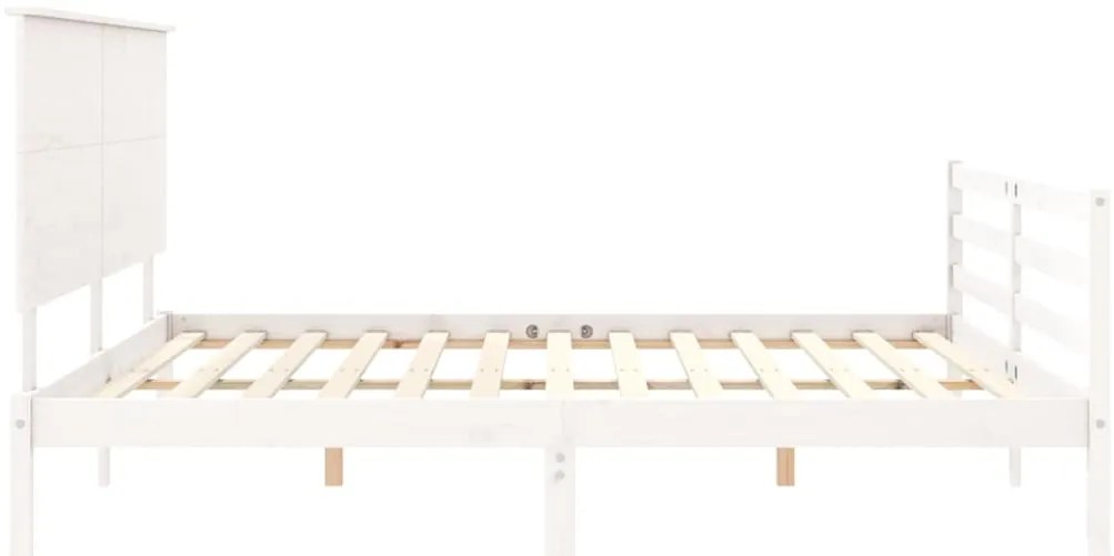 Estrutura de cama com cabeceira 200x200cm madeira maciça branco