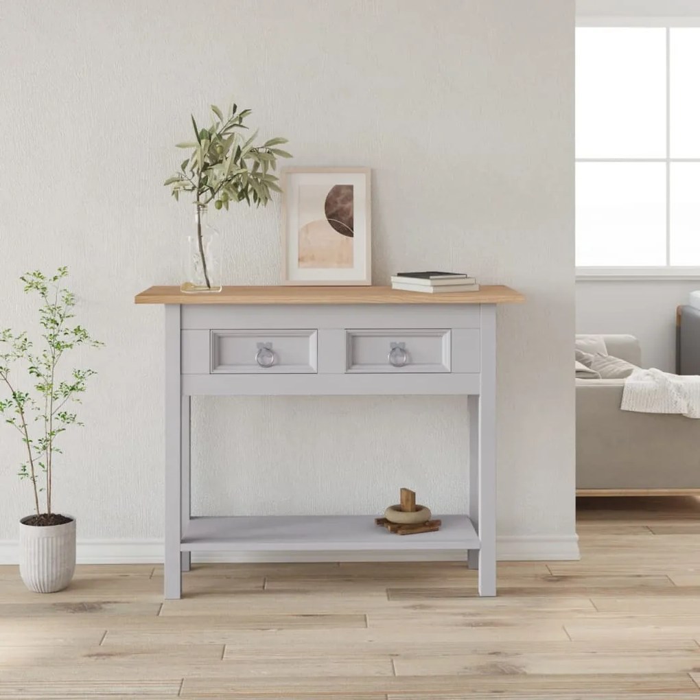 vidaXL Mesa consola Corona pinho mexicano 90x34,5x73 cm cinzento