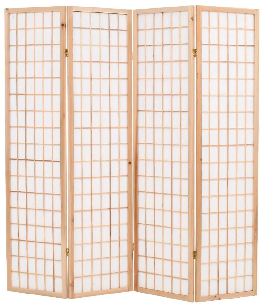 vidaXL Biombo dobrável com 4 painéis estilo japonês 160x170 cm natural