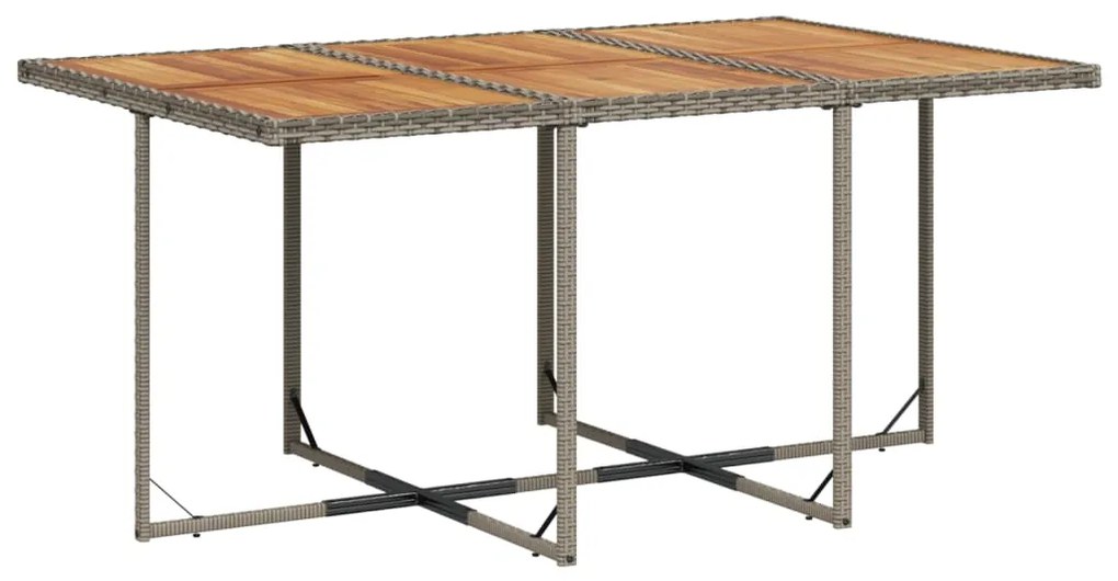 11 pcs conjunto jantar p/ jardim c/ almofadões vime PE cinzento