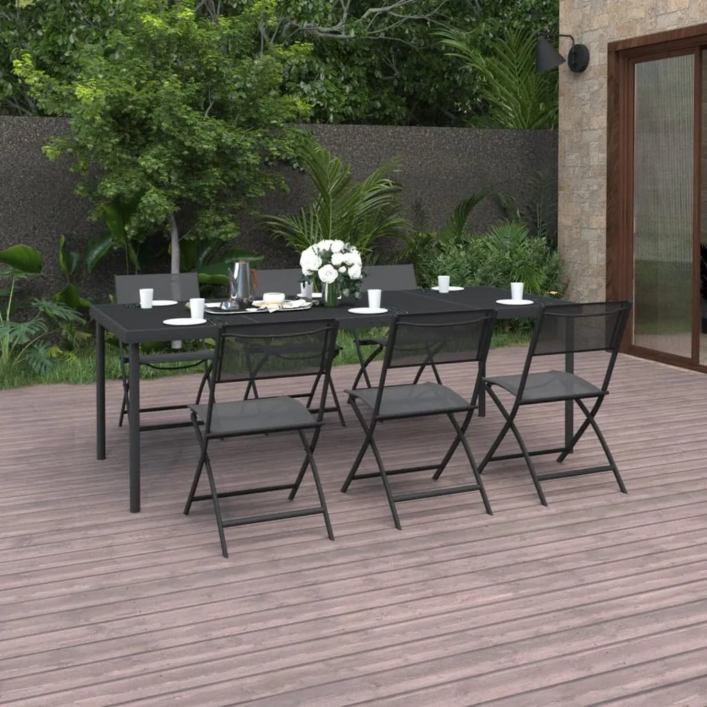 vidaXL 7 pcs conjunto de jantar para exterior aço