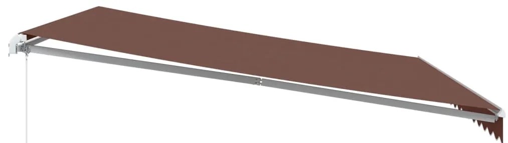 Toldo retrátil manual com luz LED 450x350 cm castanho