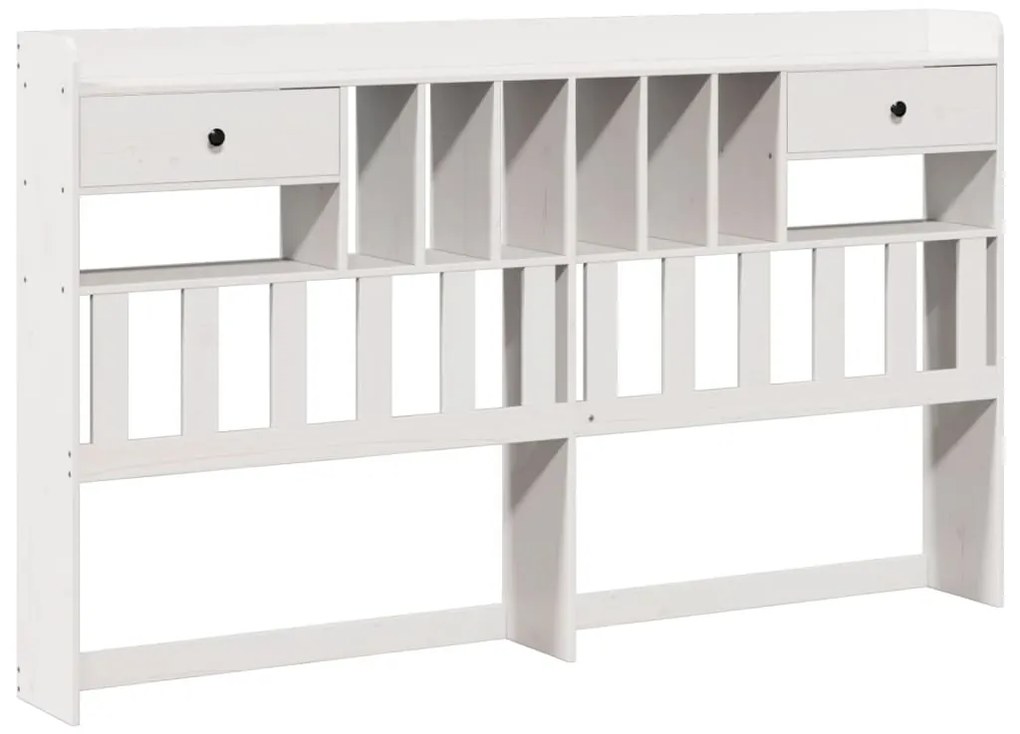 Cama com estante sem colchão 200x200 cm pinho maciço branco
