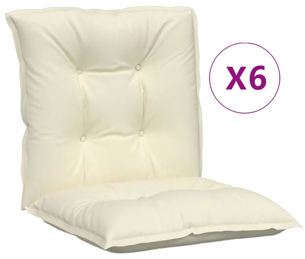 Almofadões para cadeiras de jardim 6 pcs creme 100x50x7 cm