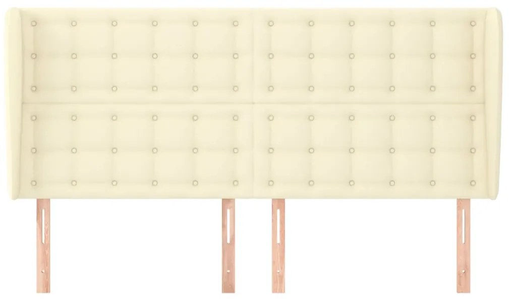 Cabeceira cama c/ abas couro artificial 183x23x118/128 cm creme
