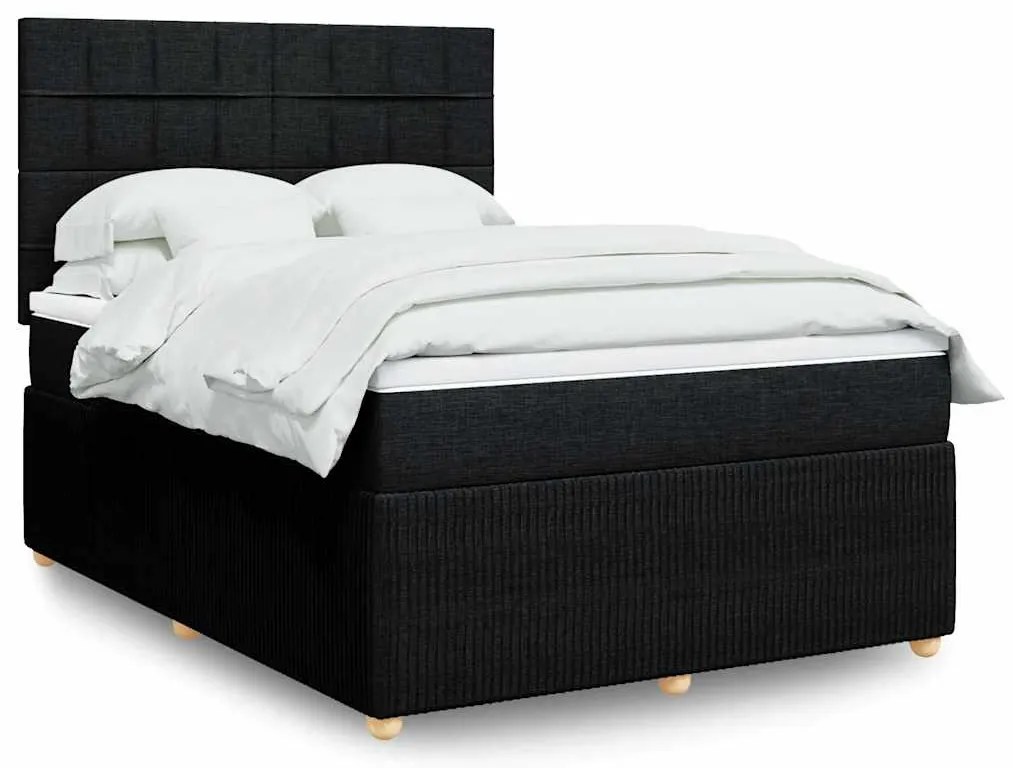 Cama com molas/colchão 140x200 cm tecido preto