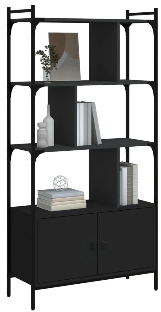 Estante com portas 76,5x30x154,5 cm derivados de madeira preto