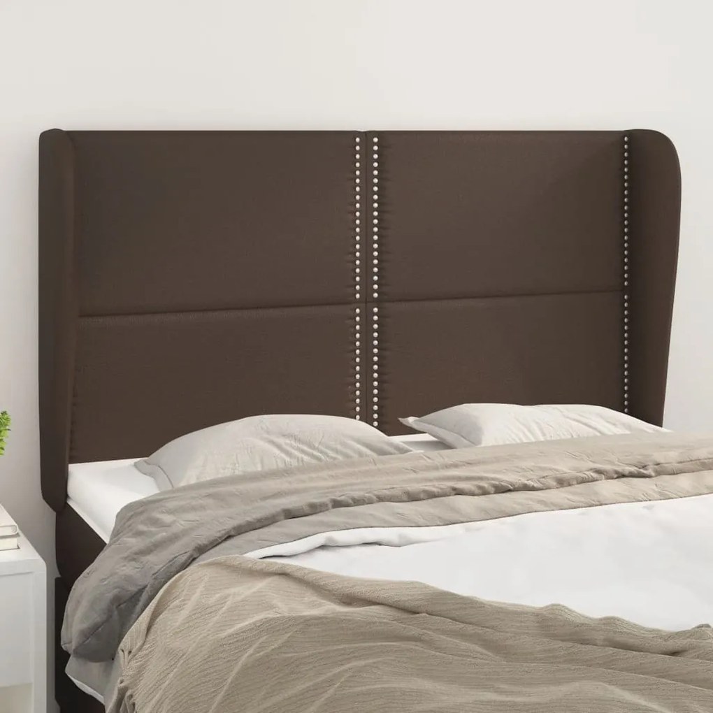 vidaXL Cabeceira cama c/ abas couro artif. 147x23x118/128 cm castanho