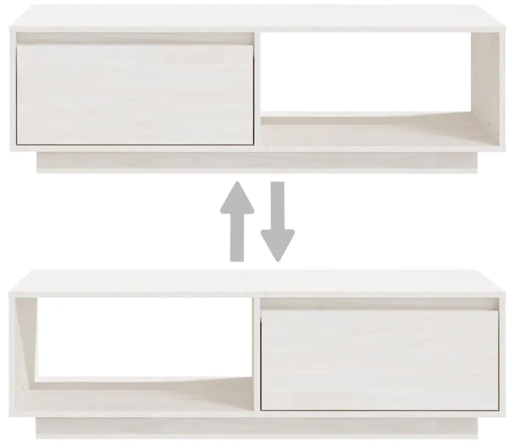 Mesa de centro 110x50x33,5 cm madeira de pinho maciça branco