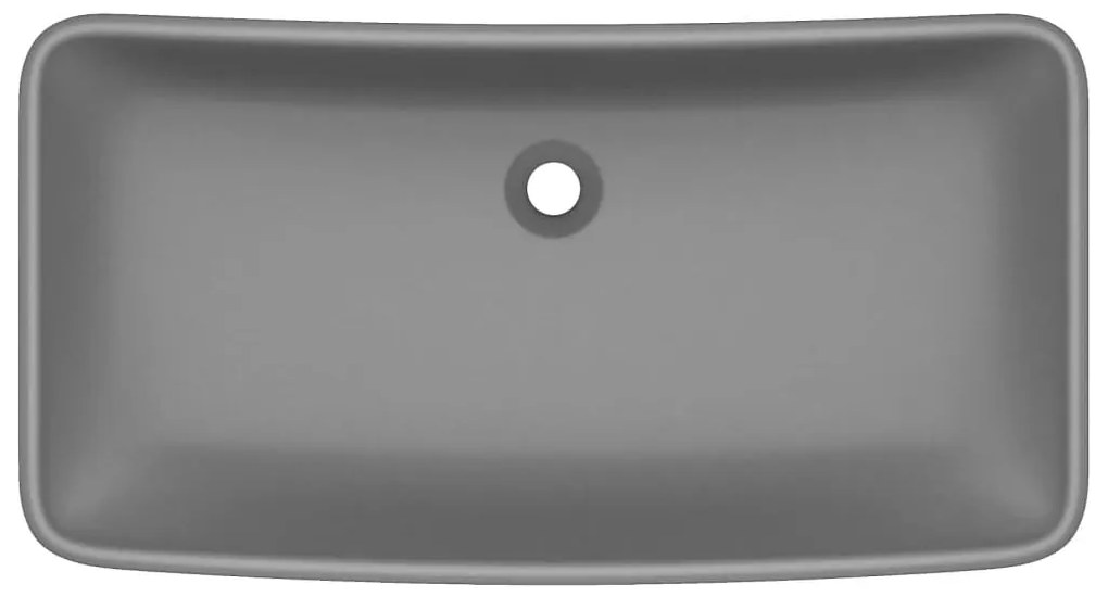 Lavatório luxuoso retangular 71x38cm cerâmica cinza-escuro mate
