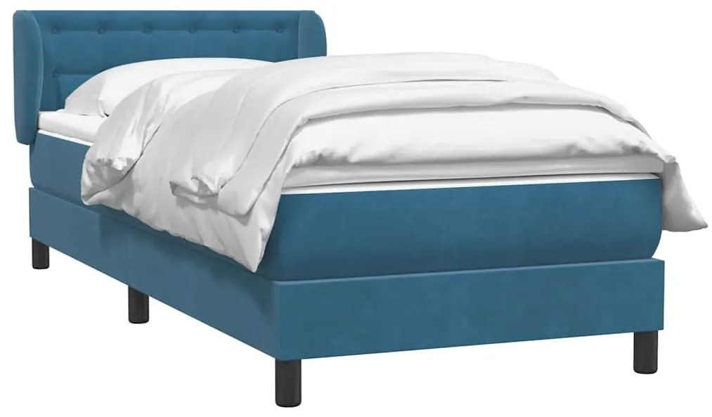 Cama com molas/colchão 80x220 cm veludo azul-escuro