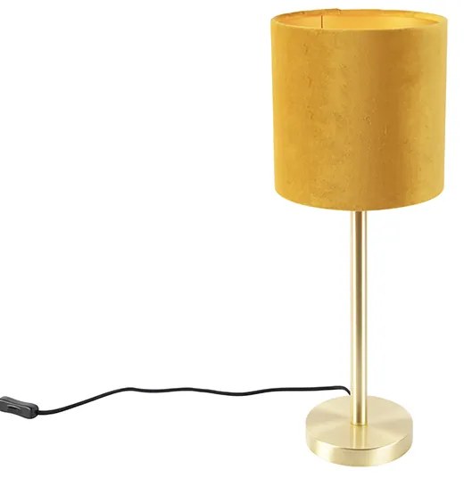 Candeeiro de mesa em latão com cúpula amarela 20 cm - Simplo Moderno,Art Deco,Rústico ,Clássico / Antigo