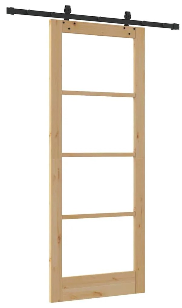 Porta Deslizante com Conjunto de Hardware - 83x211 cm - Madeira de Pin