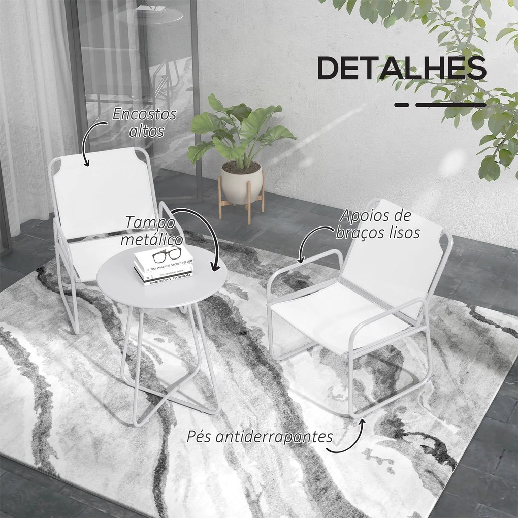 Conjunto de Móveis de Jardim Conjunto de 1 Mesa Redonda e 2 Cadeiras d