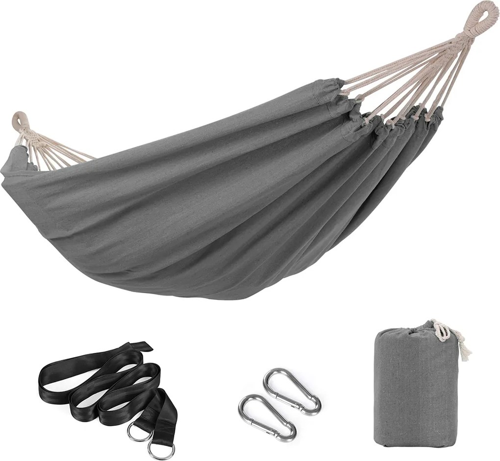 Rede de descanso jardim carregável até 300 kg 210 x 150 cm cinzento