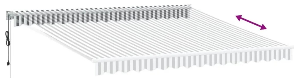 Toldo retrátil 4x3 m tecido e alumínio antracite e branco