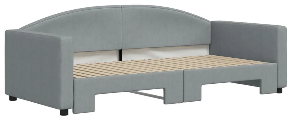 Sofá-cama com gavetão 90x190 cm tecido cinzento-claro