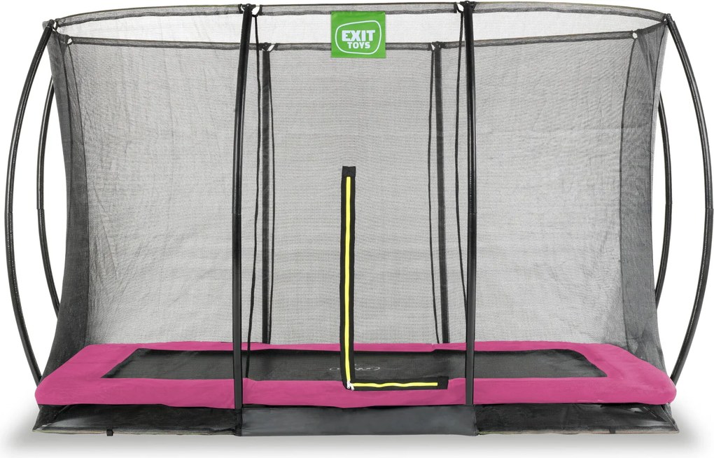 Trampolim retangular de solo Silhouette 244 x 366 cm com rede de segurança - rosa