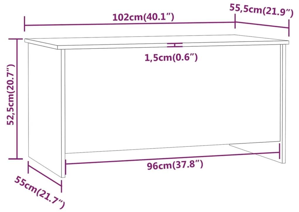 Mesa de centro 102x55,5x52,5 cm madeira processada preto