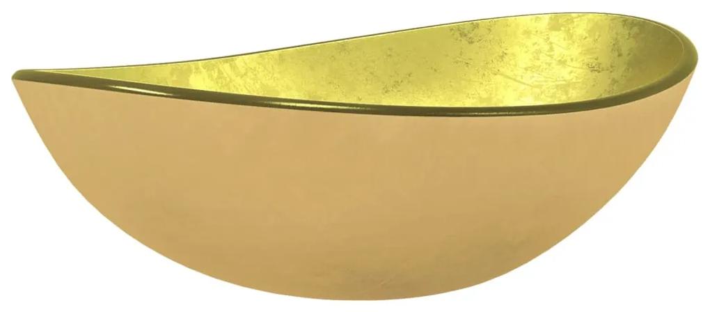 Lavatório 54,5x35x15,5 vidro temperado dourado