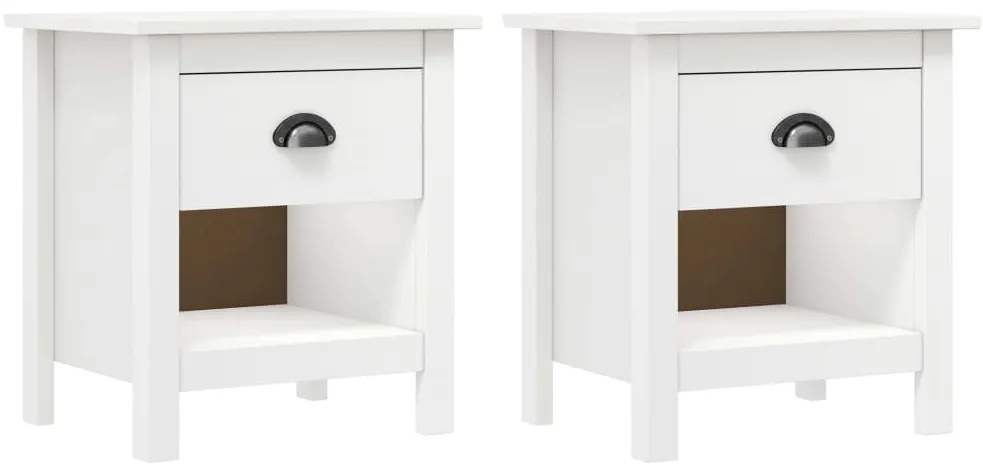 vidaXL Mesas cabeceira Hill 2 pcs 46x35x49,5cm pinho maciço