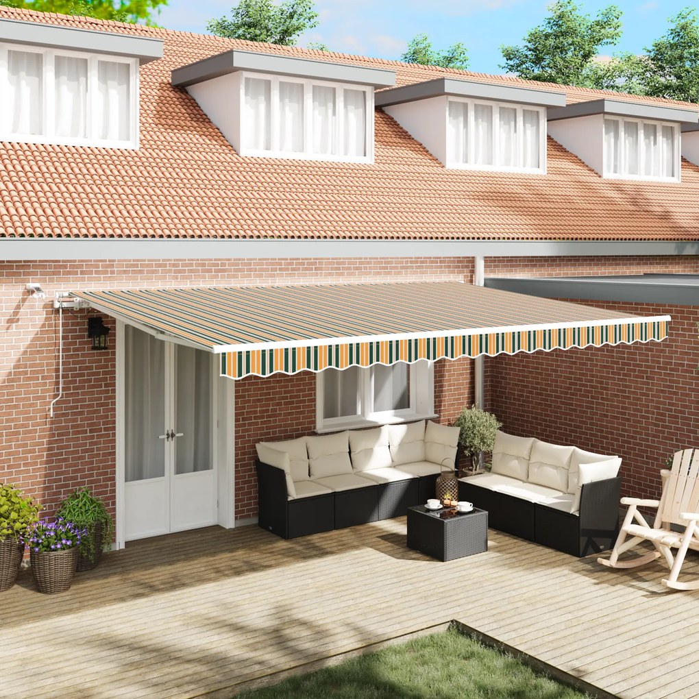 Toldo Retrátil Automático com LED Verde e Amarelo 500x350 cm