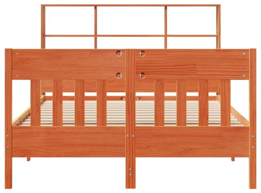 Cama sem colchão 140x190 cm pinho maciço castanho-mel