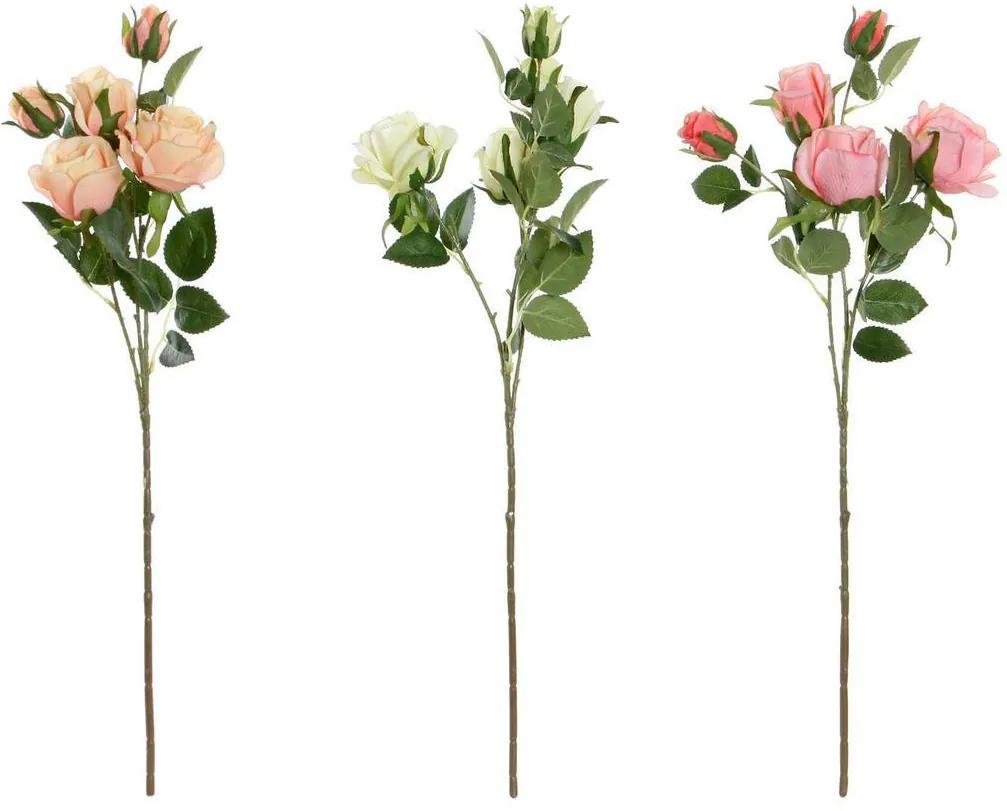 Flores Decorativas DKD Home Decor Branco Laranja Cor de Rosa Tecido Polietileno (3 pcs)